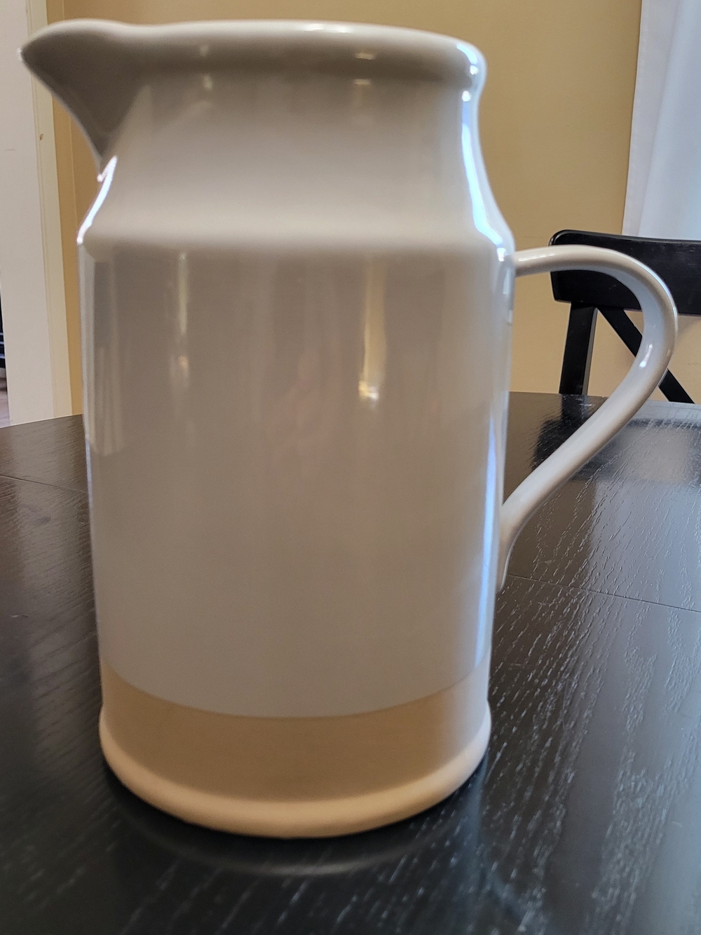 Threshold White Ceramic Pitcher with Tan Band